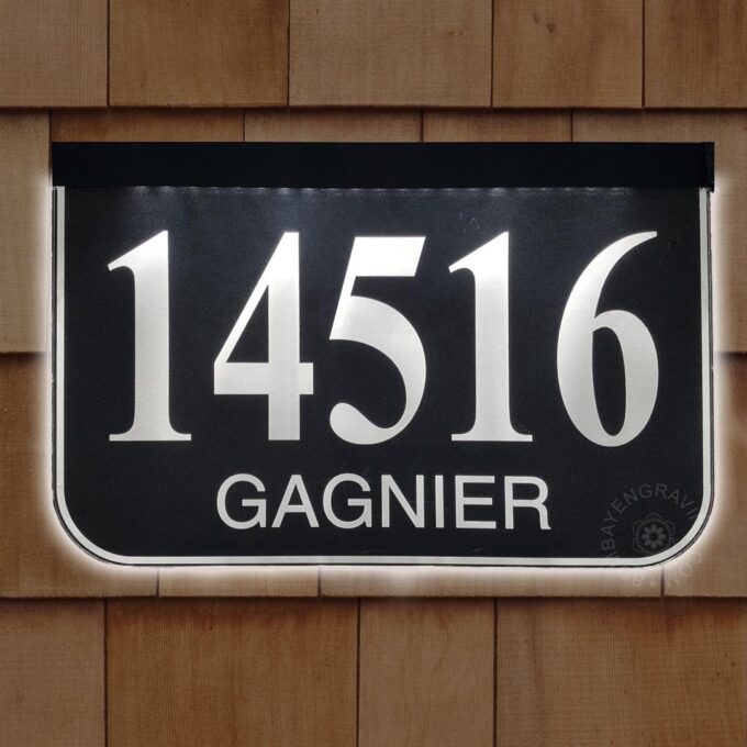 Lighted house number address plaque