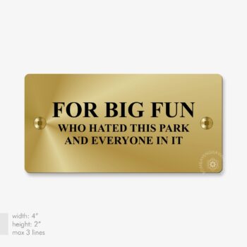 Garden bench plaque Brass