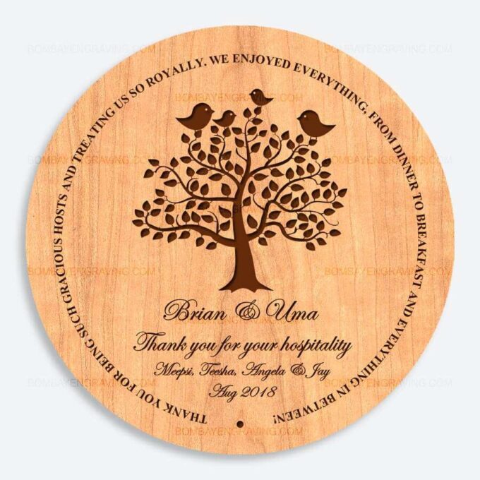 Hostess Gift made of wood with engraved message