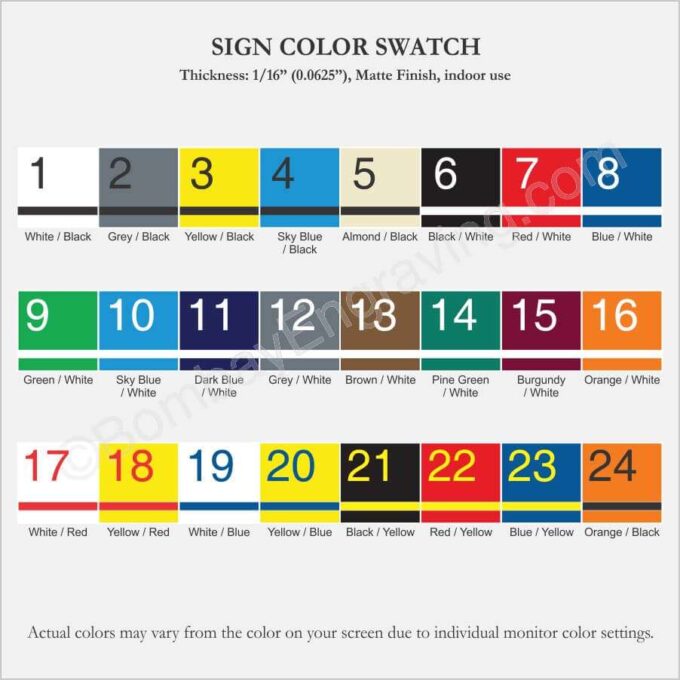 Sign colour swatches
