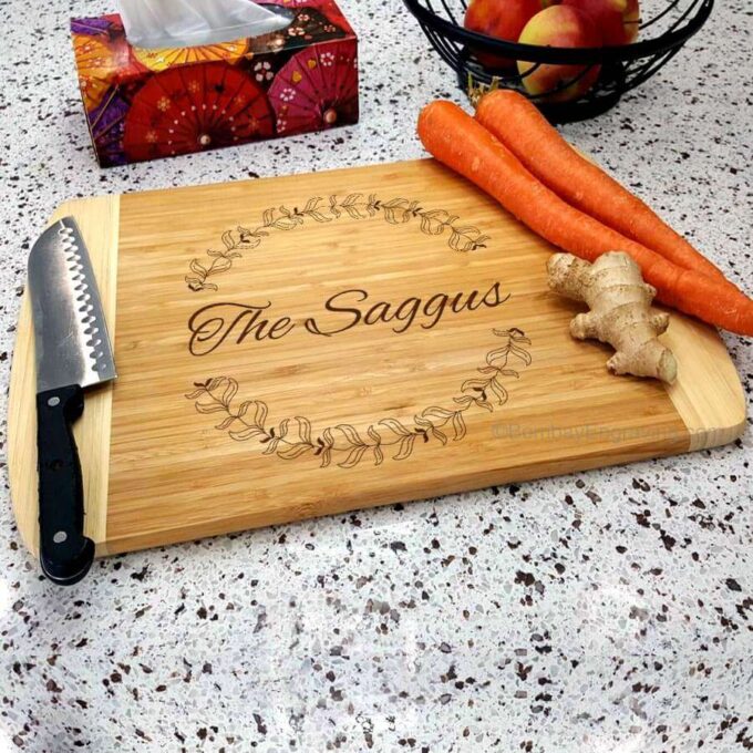 custom cutting board engraved with family name