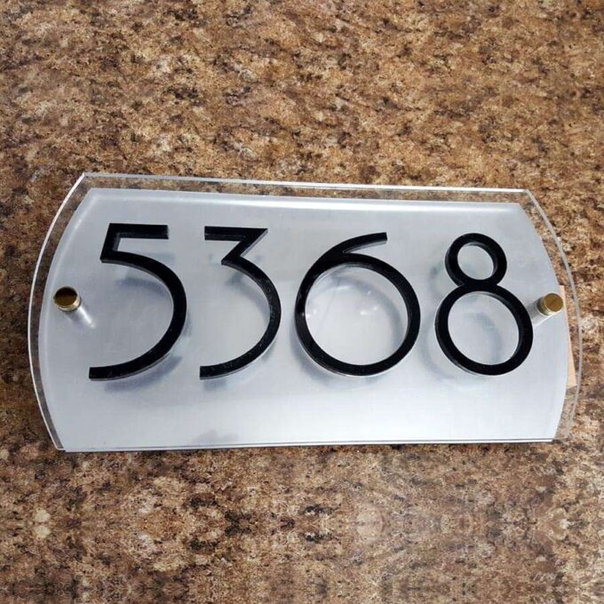 Modern house address plaque with standoffs and 3D cut letters