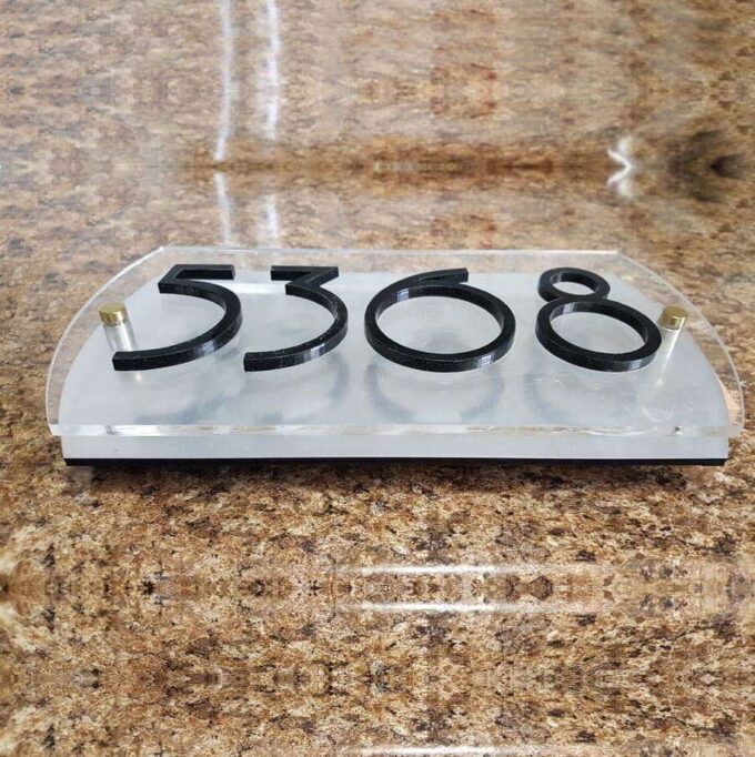 Modern house number with standoffs - bottom view