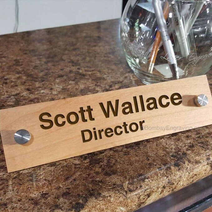 wood desk name plate