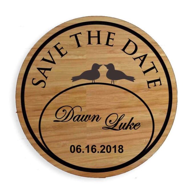 Wooden save the date magnet