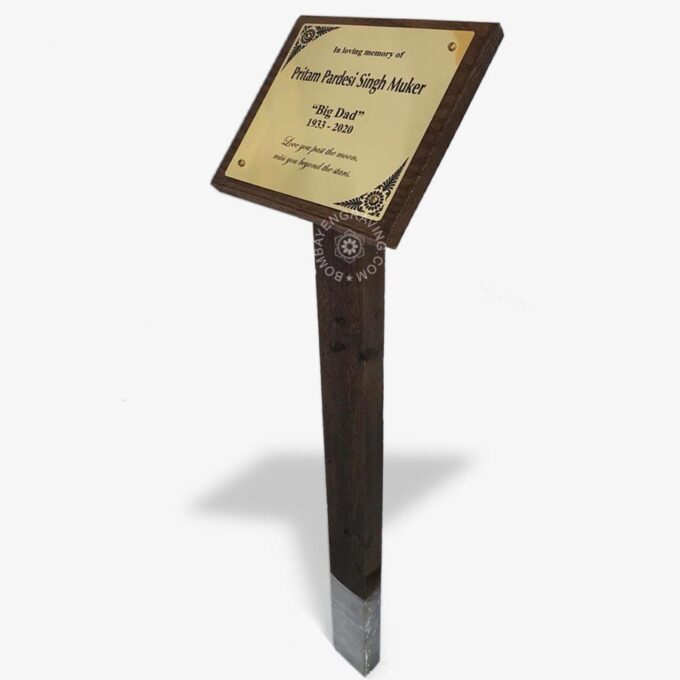 Tree Memorial Plaque with Wooden Stake