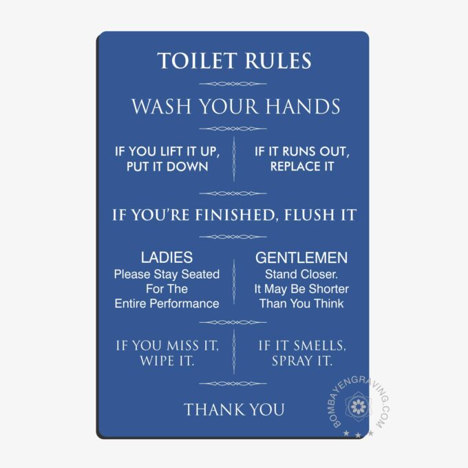 toilet rules wash hands sign for ladies and gentlemen